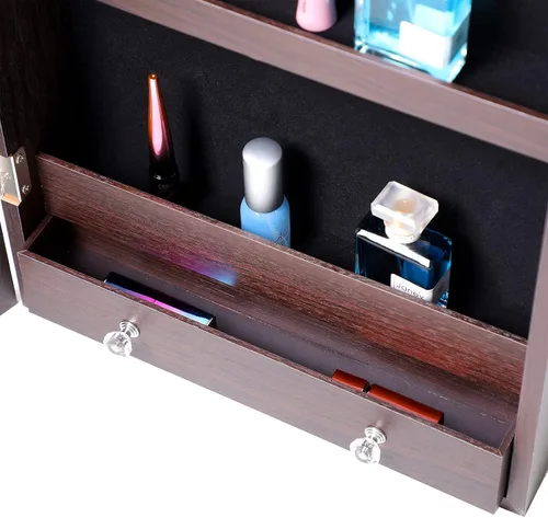 Vista 6 de be current Armario de joyería con espejo para colgar en la pared o en la puerta organizador de almacenamiento con cerradura con cajones armario