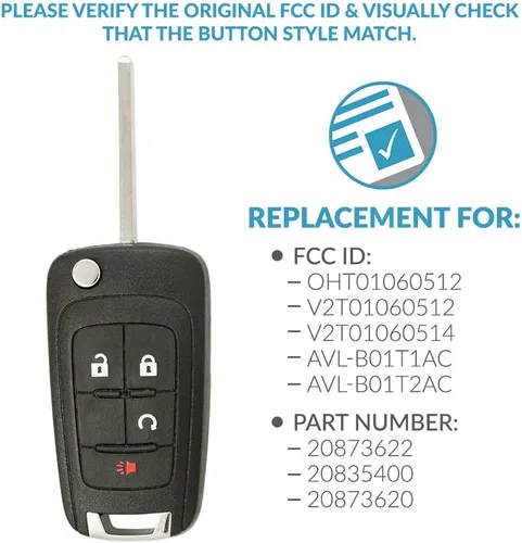 Vista 5 de Keyless2Go, repuesto de mando a distancia sin llave, 4 botones flip, llavero de auto para OHT01060512 (2 unidades)