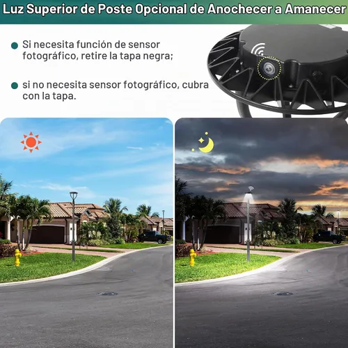 Vista 4 de Luz LED superior para poste con fotocélula del atardecer al amanecer, 4