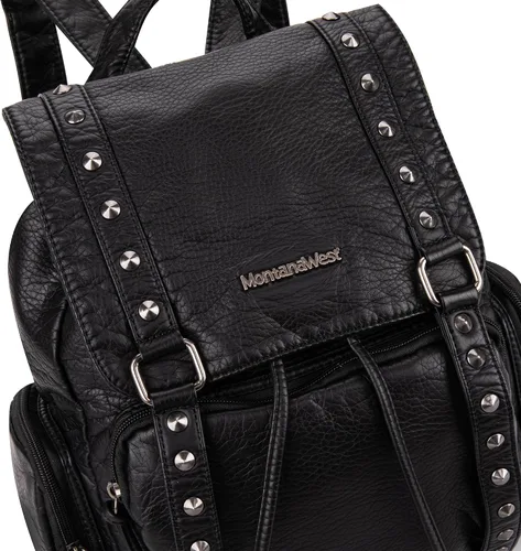 Vista 5 de Montana West Mochila para mujer Western Trendy Satchel Backpack, Negro -, Mochilas de viaje