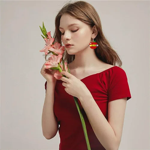 Vista 4 de Aretes colgantes creativos para profesores, estudiantes, libro de madera, regla, globo, tijeras, aretes colgantes para mujeres y niñas, joyería