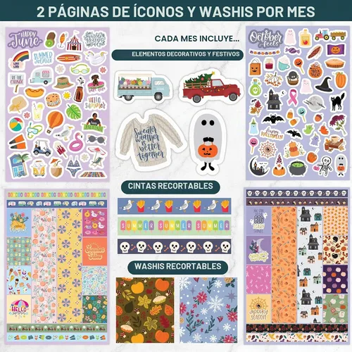 Vista 3 de bloom daily planners Paquete de pegatinas Mega Planificador de 40 páginas (más de 1500 pegatinas) - Libro de pegatinas de variedad definitiva