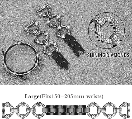 Vista 5 de JOYOZY Correa de reloj de liberación rápida de 0.787 in, correa de acero inoxidable y bisel de diamante para Samsung Galaxy Watch 4 1.575 in/1.732 in