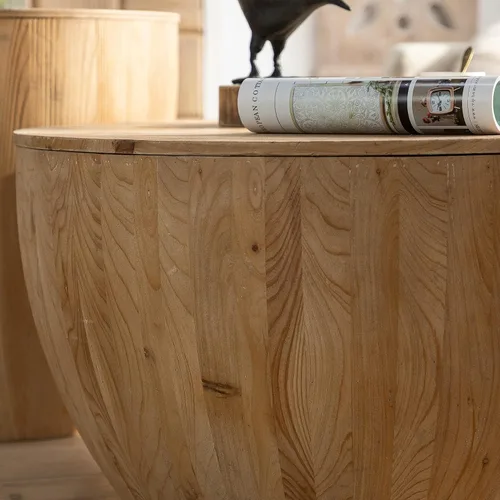 Vista 38 de Mesa auxiliar moderna de madera rústica de 2 niveles, mesas de noche compactas para sala de estar, mesita de noche rectangular minimalista