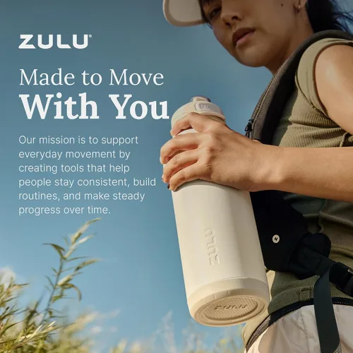 Vista 10 de ZULU Goals - Botella de agua de acero inoxidable con gran capacidad, aislada al vacío Jarra reutilizable con asa Tapa a prueba de fugas
