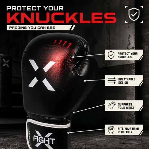 Vista 2 de Professional Boxing Gloves Men Women – Pro Training Sparring Gloves, Heavy Bag, MMA Kickboxing Muay Thai Gloves – Hook & Loop with Wrist Support