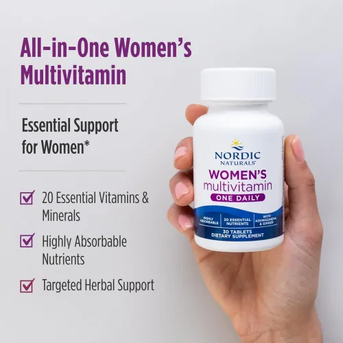 Vista 3 de Nordic Naturals Multivitamínico diario para mujeres One - Apoyo para piel, cabello, energía y huesos - Suplemento para la inmunidad - 20 nutrientes