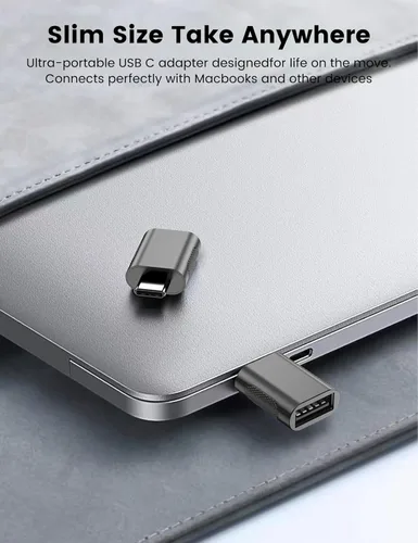 Vista 5 de Adaptador USB A a USB-C (paquete de 4), convertidor USB a USBC, adaptador A a Usbc compatible con MacBook Pro, Chromebook, Surface Book, Cellphon