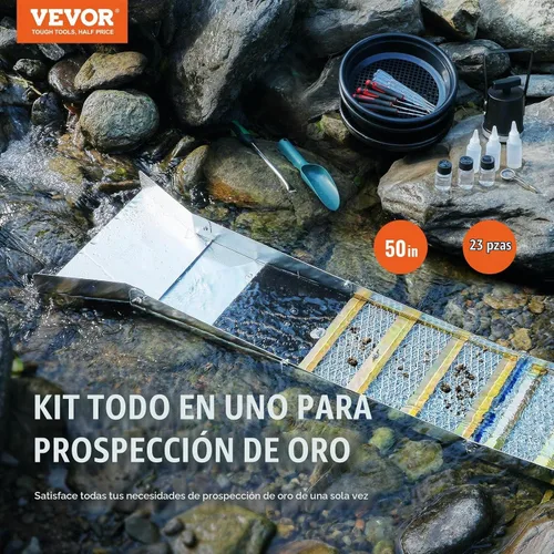 Vista 2 de VEVOR Kit Completo de Caja de Esclusa para Bateo de Oro, Equipo de Minería de Oro de Aleación de Aluminio Plegable de 50", Kit de Prospección de Oro