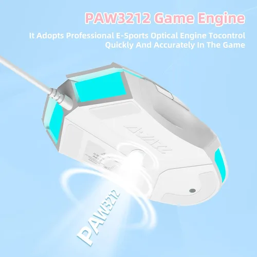 Vista 3 de FELICON Ratón ligero RGB para juegos, programable 7 botones, ergonómico, retroiluminado LED, USB, computadora portátil, PC, para Windows, Mac