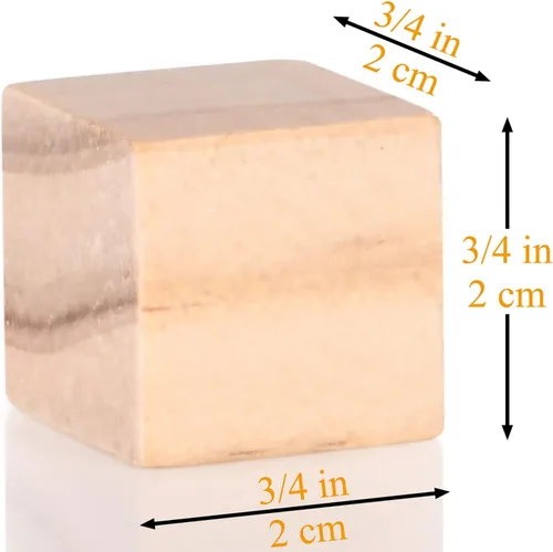 Vista 6 de Cubos de madera de 3/4 pulgadas pequeños bloques de madera para manualidades, 0.8 in, bloque cuadrado de madera natural sin terminar para proyectos