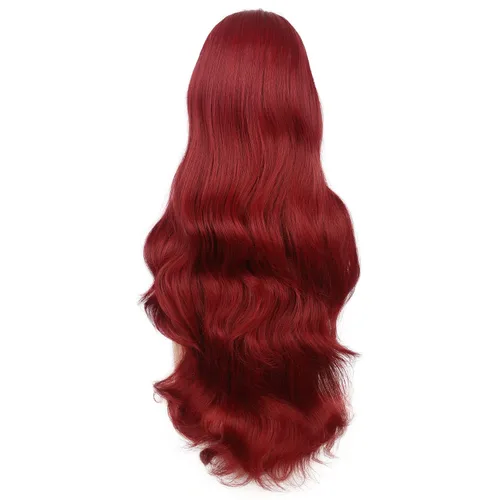 Vista 4 de YOGFIT Jeanne Peluca larga ondulada con flequillo para disfraz de Halloween Cosplay Party