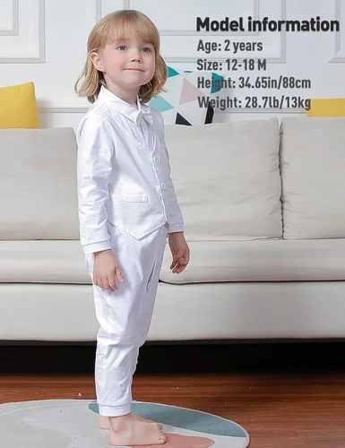 Vista 3 de A&J DESIGN Mameluco de caballero para bebé niño con corbatín