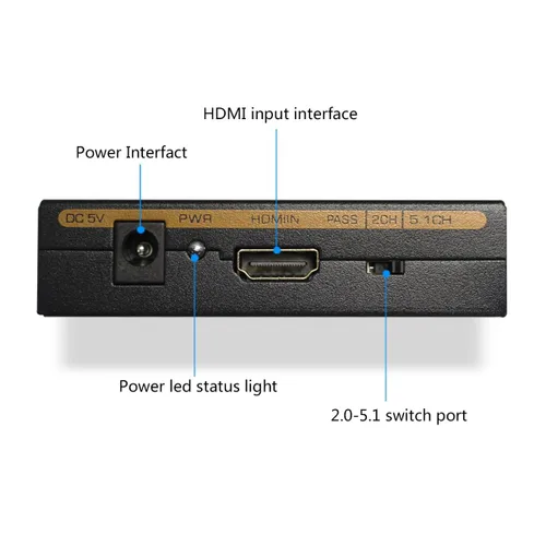Vista 3 de Extractor de audio 1080P HDMI a HDMI + TOSLINK SPDIF óptico + RCA analógico L/R + conector estéreo de 0.138 in de audio y video convertidor
