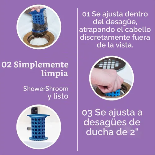 Vista 10 de ShowerShroom The Revolutionary - Protector de drenaje de ducha de 2 pulgadas Azul