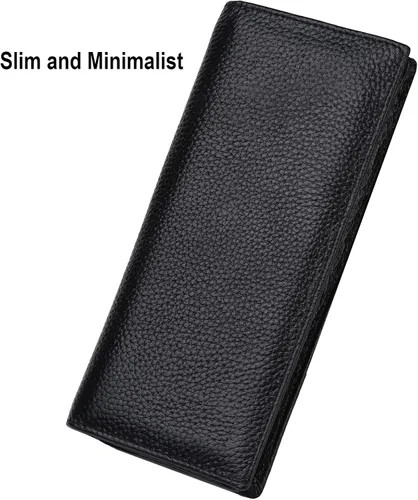 Vista 2 de Lavemi Carteras de cuero ultrafinas con bloqueo RFID para tarjetas de crédito plegables para mujeres