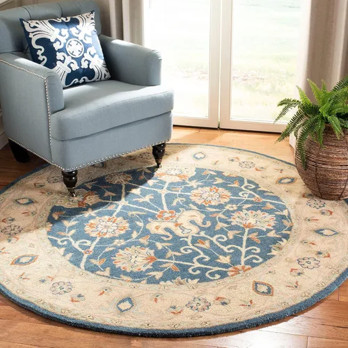 Vista 11 de SAFAVIEH Colección Antigüedades - Alfombra de 6' redonda, marrón y verde, hecha a mano, diseño oriental tradicional de lana, ideal para áreas