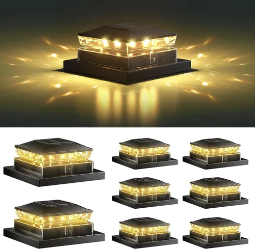 Vista 9 de Luces Solares para Tapas de Postes Paquete de 6, Luces Solares Impermeables para Postes de Valla, 4x4 IP65 Luz Negra para Exteriores para Terraza