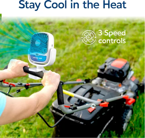 Vista 8 de Arctic Air Grip Go Enfriador evaporativo, ventilador inalámbrico y portátil con 3 velocidades, abrazadera universal giratoria de 360 grados, carga