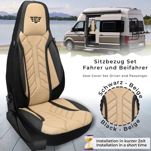 Vista 6 de BREMER SITZBEZÜGE Motorhome Seat Covers for Fiat Ducato Jumper Boxer DPL507 DPL507 - Black/Beige