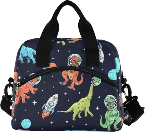 Vista 21 de Bolsa de Almuerzo Aislada de Leopardo Negro Estampado de Piel Animal Enfriadora Reutilizable Tote Box con Correa para el Hombro para Trabajo Picnic