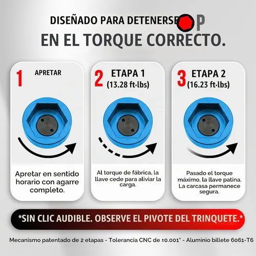 Vista 3 de Llave de filtro de aceite con limitación de par de 2 etapas de 0.945 in, azul, aluminio 6061-T6