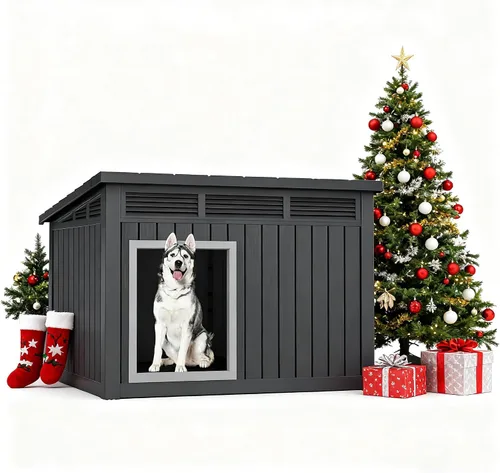 Vista 9 de Fancyango Casa grande para perros para interiores y exteriores, resistente a la intemperie y techo extraíble, se adapta a perros pequeños a grandes