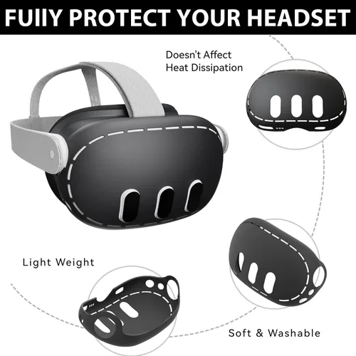 Vista 3 de Controller Grip Cover, Silicone VR Headset Protector Cover and Face Pad Kit for Meta Quest 3, Controller Protector Cover for Quest3, Adjustable