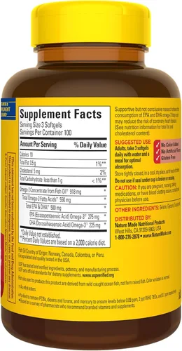 Vista 7 de Nature Made Suplementos de aceite de pescado Omega 3, 550 mg por porción, suplementos de aceite de pescado Omega 3 como ésteres etílicos para un