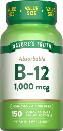 Vista 8 de Nature's Truth Vitamina B12 1000 mcg 60 cápsulas blandas Suplemento sin OMG y sin gluten