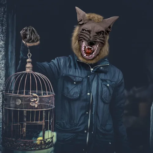 Vista 7 de Seenelling - Conjunto de disfraz de hombre lobo, máscara de lobo y guante
