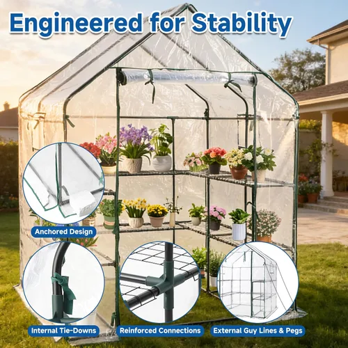 Vista 2 de SUNGIFT - Kit de invernadero para invernadero, PVC transparente mejorado, 57 x 61 x 80 pulgadas