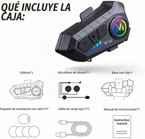 Vista 7 de Auriculares Bluetooth para Casco de Motocicleta, Auriculares Inalámbricos Bluetooth 5.3 para Exteriores con Altavoces, Cancelación de Ruido