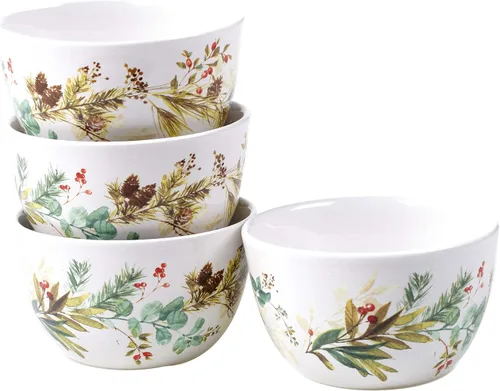 Vista 5 de Christmas Story - Juego de vajilla de 16 piezas, servicio para 4 con platos, cuencos y tazas de Papá Noel, juego de cerámica vintage con arte