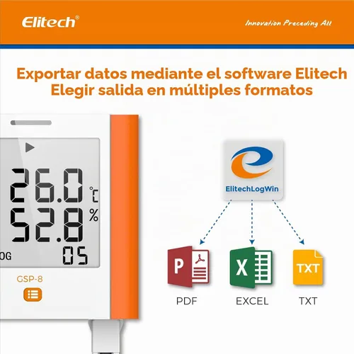 Vista 3 de Registrador de datos Elitech GSP-6 de temperatura y humedad, de 16,000 puntos, refrigeración, cadena fría