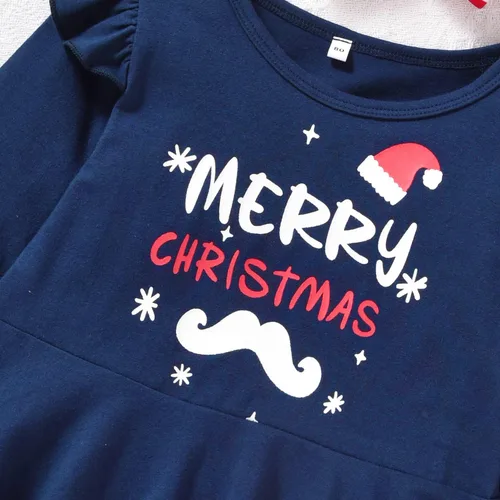 Vista 4 de Conjunto de ropa de Navidad con estampado de Papá Noel para niñas pequeñas, conjunto de ropa de Navidad de 3 piezas