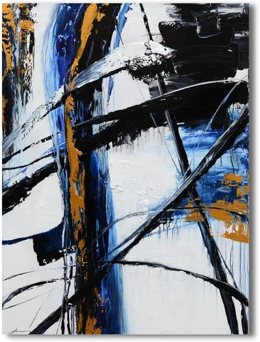 Vista 9 de Yihui Arts Arte abstracto de la pared del lienzo - Arte contemporáneo texturizado pintado a mano para la decoración moderna del hogar