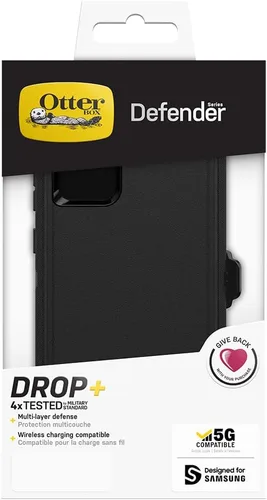 Vista 5 de OtterBox Funda para Galaxy Note20 5G Defender Series, color negro, resistente y duradero, con protección de puerto, incluye soporte de clip