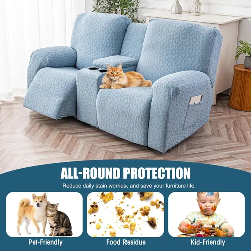 Vista 57 de Gennia Funda Impermeable para Silla Reclinable, Fundas Elásticas para Sofá Reclinable con Bolsillos, Fundas Lavables para Silla Reclinable Lazy Boy