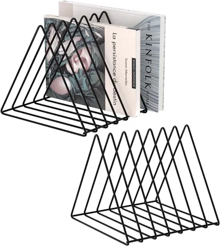 Vista 12 de Urban Deco Organizador de escritorio triangular, soporte para revistero de alambre de metal, 10 secciones, organizador de carpetas de archivos