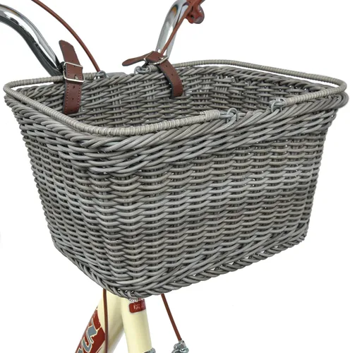 Vista 9 de GRANNY SAYS Cesta de bicicleta, cesta de mimbre para bicicleta, cesta de bicicleta tejida a mano, cesta de mimbre desmontable para manillar