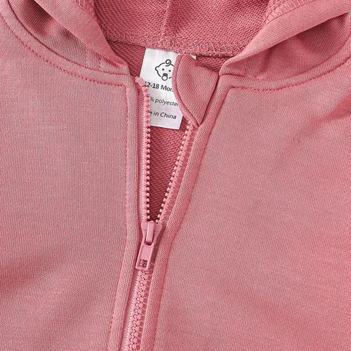Vista 2 de Conjunto de sudadera con capucha y cremallera de 2 piezas para bebés, niñas y niños pequeños