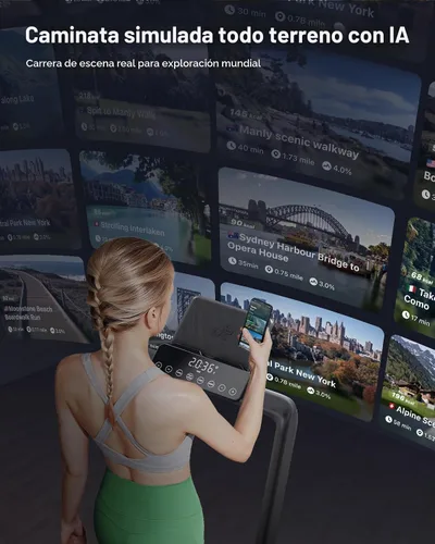 Vista 5 de UREVO Strol 2S Pro - Cinta de correr inteligente con aplicación inteligente con 9% de inclinación automática, caminadora para senderismo y correr