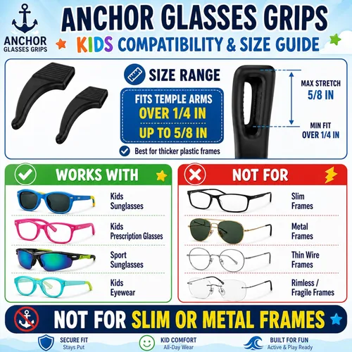 Vista 4 de Agarres para Orejas de Gafas para Niños Paquete de 12 - Ganchos Antideslizantes para Orejas de Gafas para Niños y Adultos - Sujetadores Agarradores