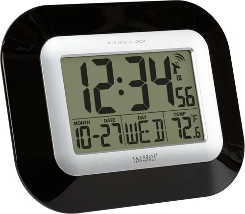 Vista 4 de La Crosse Technology, WT-8005U, 9 pulgadas. Reloj atómico digital de pared, Plástico, Negro, 1