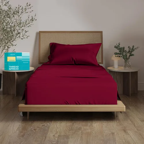 Vista 42 de THREAD SPREAD Sábanas 100% Algodón Egipcio Tamaño Twin - 800 Alto Número de Hilos 3 Piezas Sábanas Twin Extra Largas para Dormitorio, Bolsillo