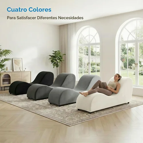 Vista 8 de Mjkone Tumbona de yoga de terciopelo para interiores, color beige