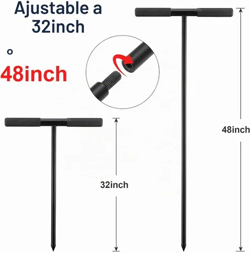 Vista 4 de Sonda de varilla de suelo, herramienta localizadora de tanque séptico de metal de 48 pulgadas, varilla de sondeo de suelo para compactación