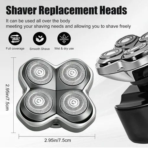 Vista 6 de Paquete de 2 cabezales Pro 4 compatibles con Skull Shaver Pitbull Paquete de 2 piezas