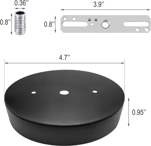 Vista 2 de ECUDIS Kit de toldo de luz colgante, placa de cubierta de lámpara de techo de 4.7 pulgadas con accesorios de montaje para candelabro, toldo de Negro